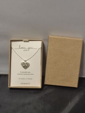 Demdaco Silver Heart Locket Necklace New In Box